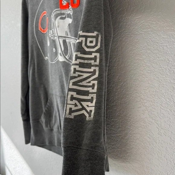 Gray Hoodie with Chicago Bears Football Helmet Design - Picture 2 of 6